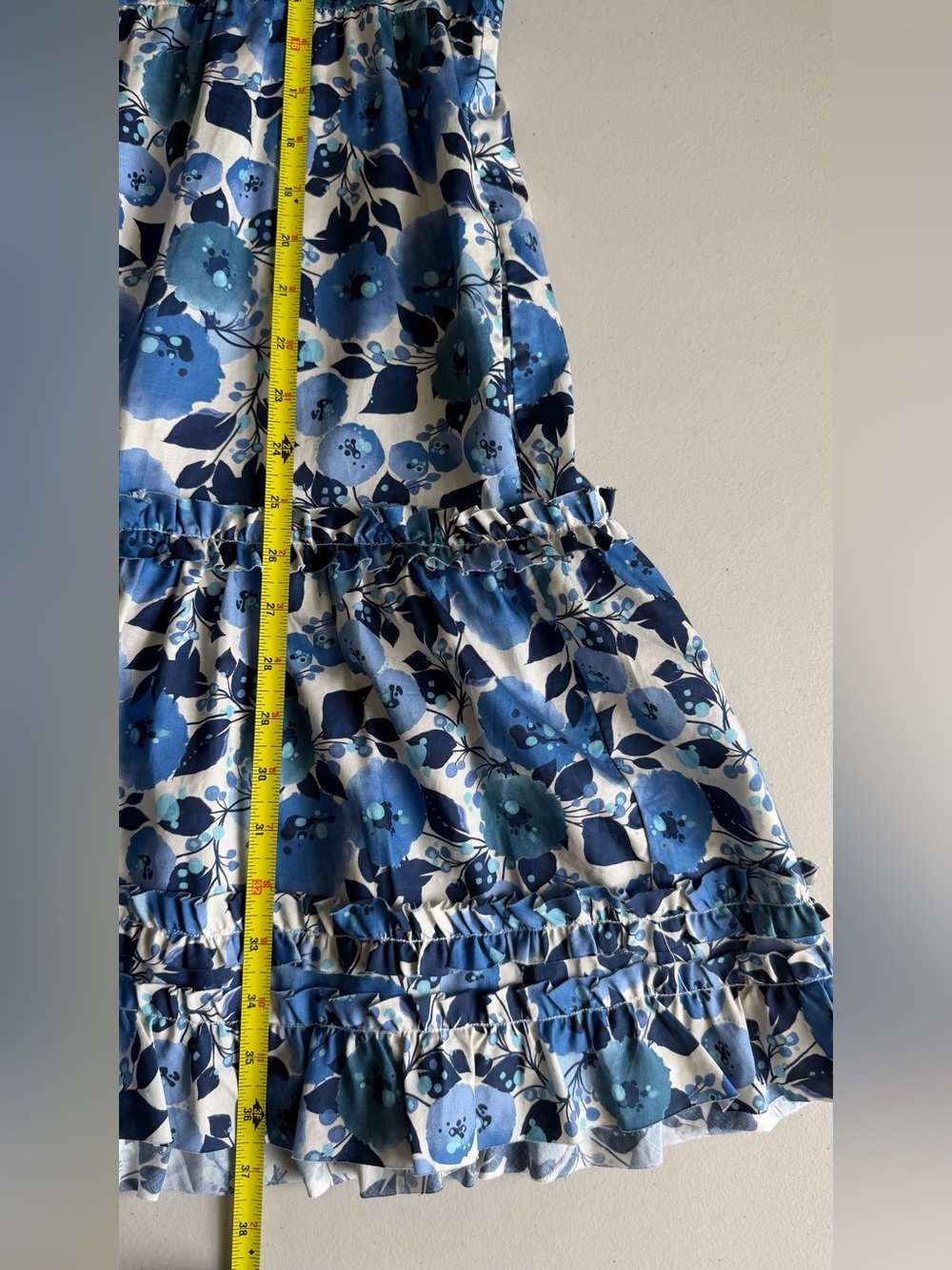 Tyler Böe Blue Floral Cotton Tiered Mini Dress NWT L - Picture 6 of 13